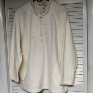 Quacker factory plush fleece pull over with faux diamonds. Brand new with tags.